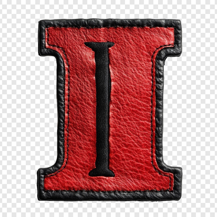PSD gratuito red leather letter i patch un elemento di design audace ed elegante