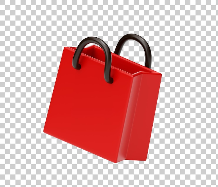PSD gratuito red shopping bag shopping online concetto 3d