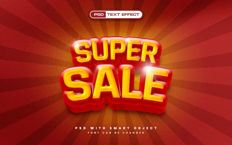 PSD Gratis red super sale text effect