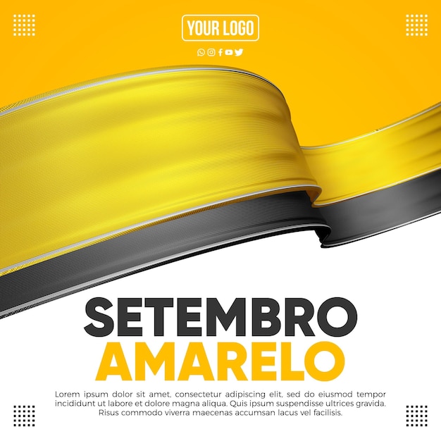 PSD gratuito redes sociales feed septiembre amarillo para campañas publicitarias