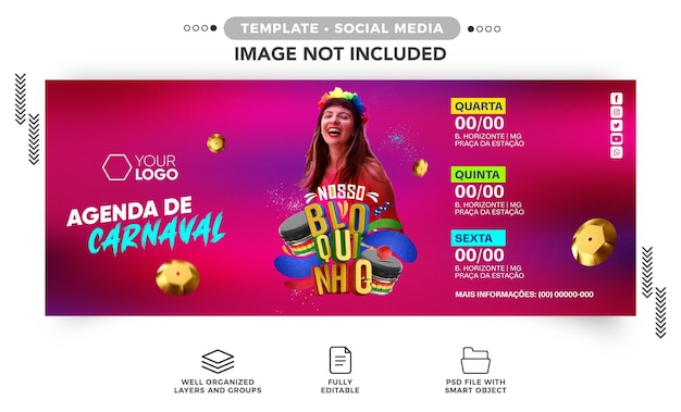 Redes sociales instagram banner carnaval agenda desfile de bloque