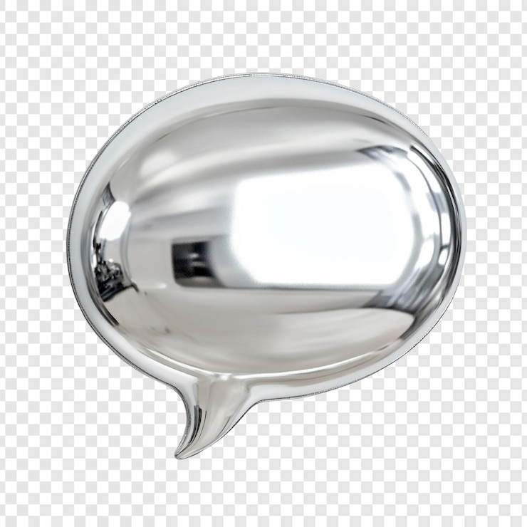 Gratis PSD reflectieve zilveren spraakbubbel 3d-rendering
