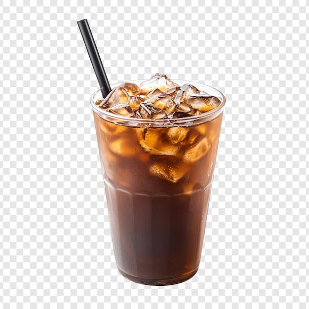 Refrescante café helado en un vaso
