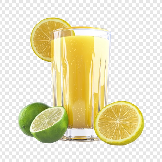 Refrescante jugo de cítricos Vaso de limonada picante con rebanadas de limón y lima deleite para calmar la sed