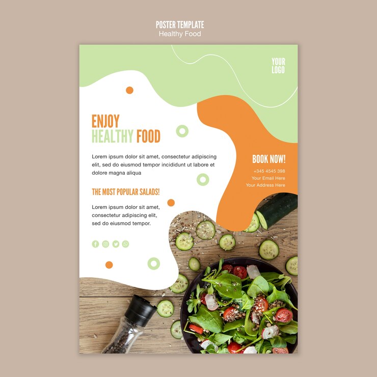 PSD gratuito regalati un modello di volantino alimentare sano