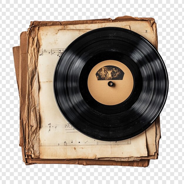 Registro de vinilo antiguo en partituras antiguas