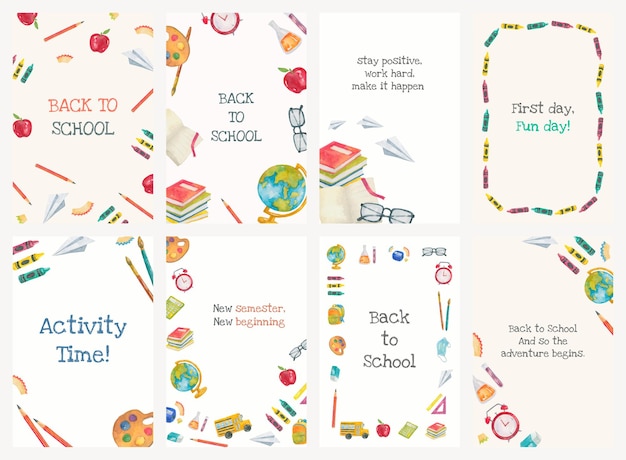 Regreso a la escuela plantilla psd editable set poster