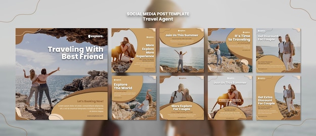 Gratis PSD reisbureau concept sociale media post sjabloon