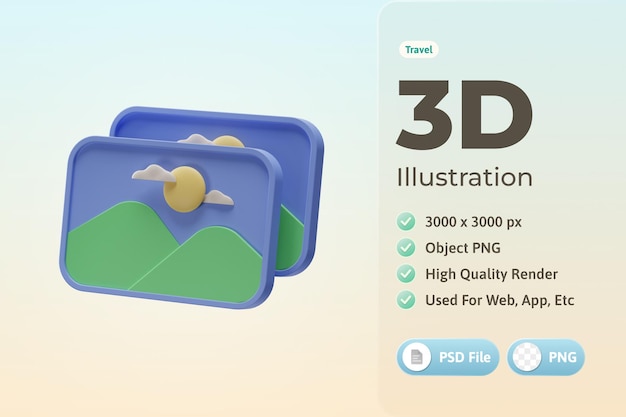 Gratis PSD reizen object foto 3d illustratie