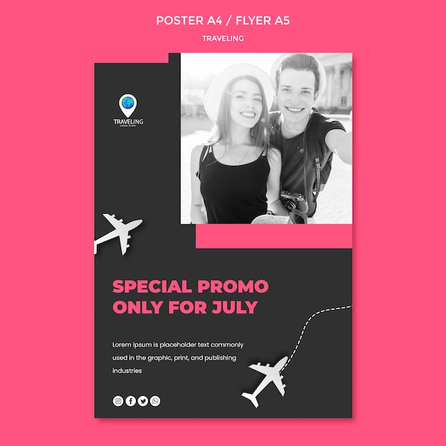 Gratis PSD reizende concept flyer-sjabloon