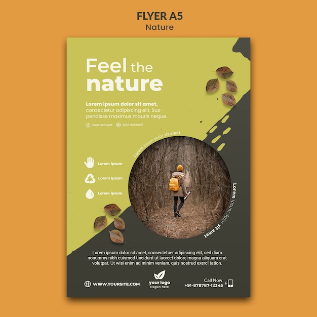 PSD gratuito relájese con la naturaleza a5 flyer