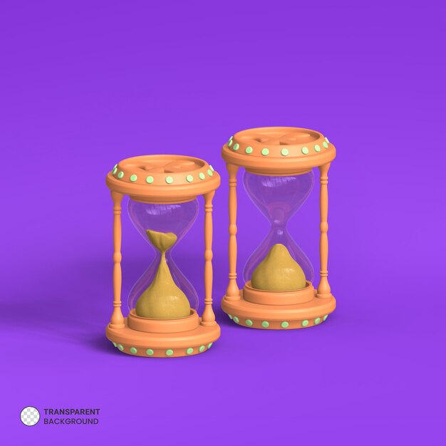 Reloj de arena reloj de arena icono aislado 3d render ilustración