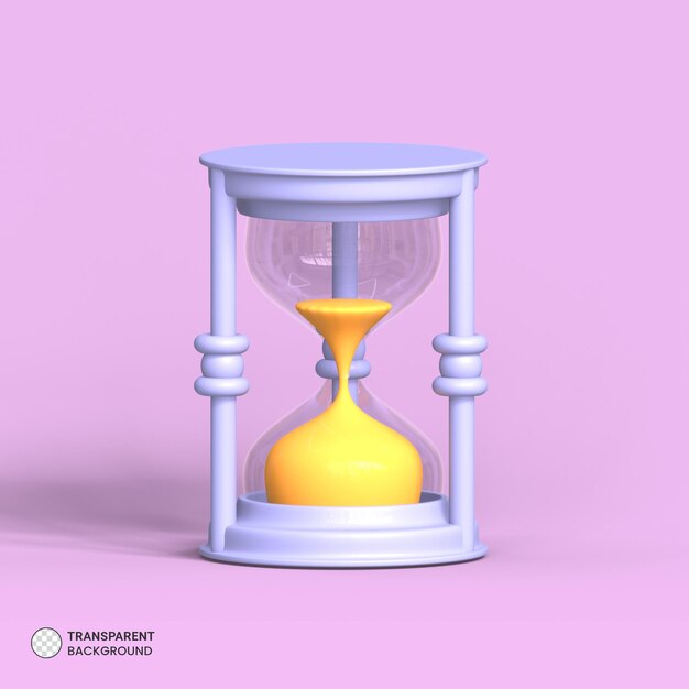 Reloj de arena reloj de arena icono aislado 3d render ilustración