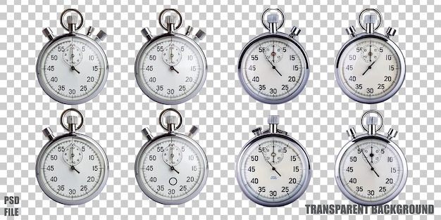 Relojes clásicos sobre un fondo transparente