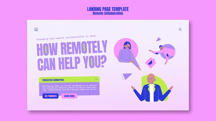 PSD Gratis remote collaboration landing page