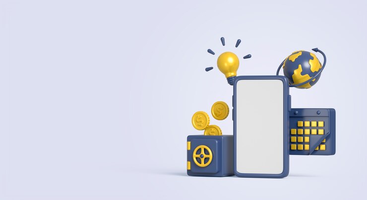 PSD Gratis render 3d aplikasi keuangan pintar