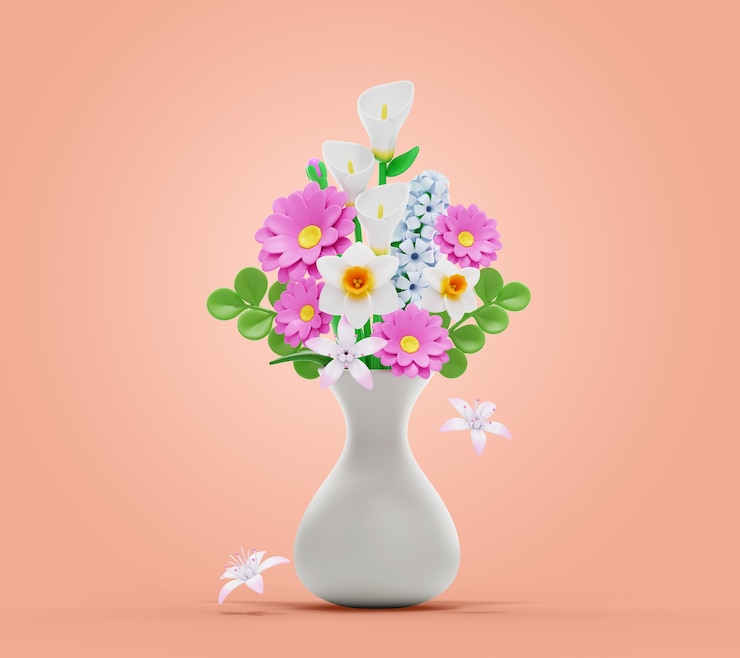PSD Gratis render 3d bunga still life