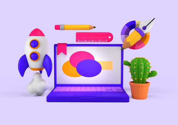 PSD Gratis render 3d dari desain grafis