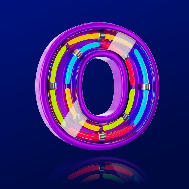 PSD Gratis render 3d dari ikon huruf neon