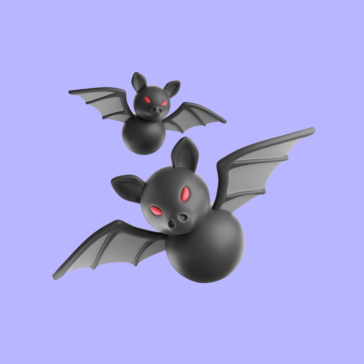 PSD Gratis render 3d dari ikon kelelawar halloween
