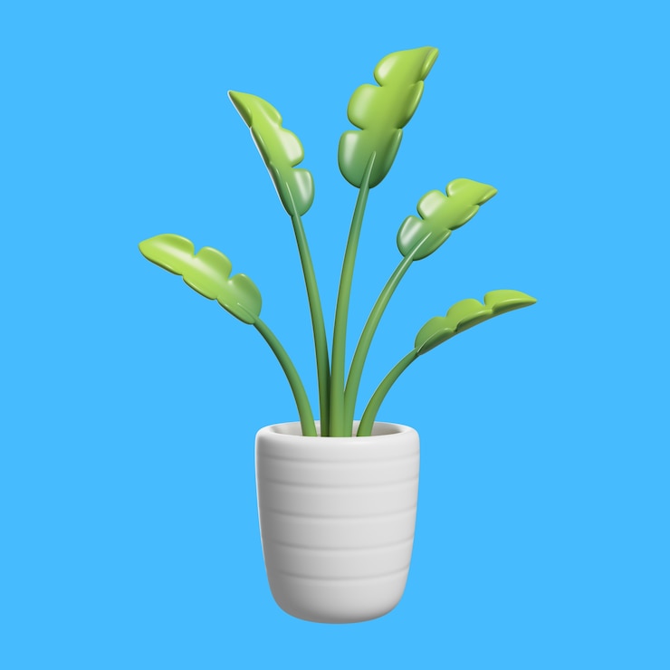 PSD Gratis render 3d dari ikon tanaman