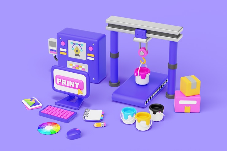 PSD Gratis render 3d dari ilustrasi pabrik desain grafis