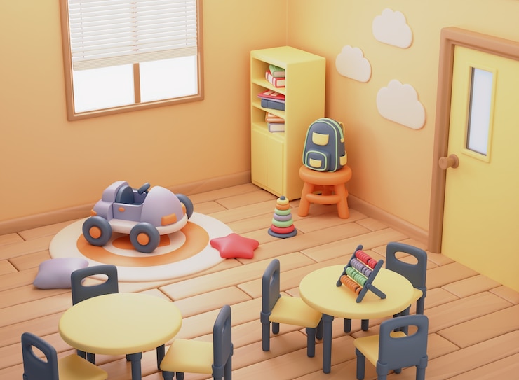 PSD Gratis render 3d dari ilustrasi taman kanak-kanak