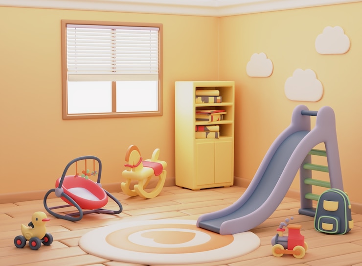 PSD Gratis render 3d dari ilustrasi taman kanak-kanak