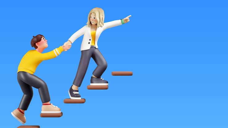 PSD Gratis render 3d dari kerja tim