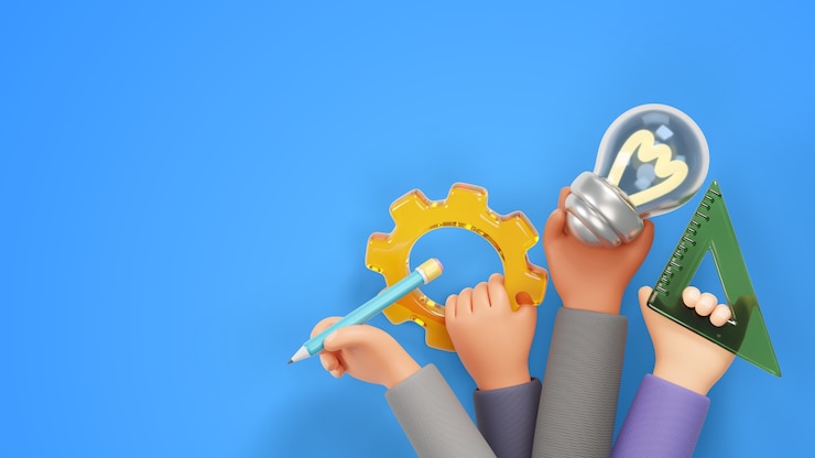 PSD Gratis render 3d dari kerja tim