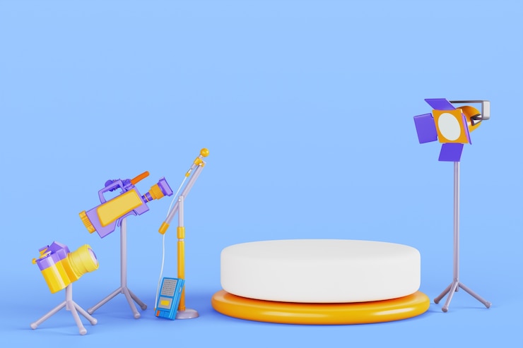PSD Gratis render 3d dari latar belakang podium pengumuman