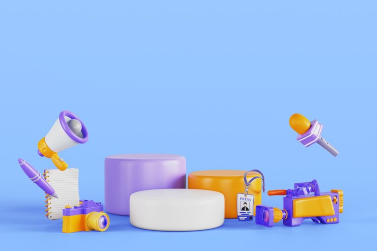 PSD Gratis render 3d dari latar belakang podium pengumuman