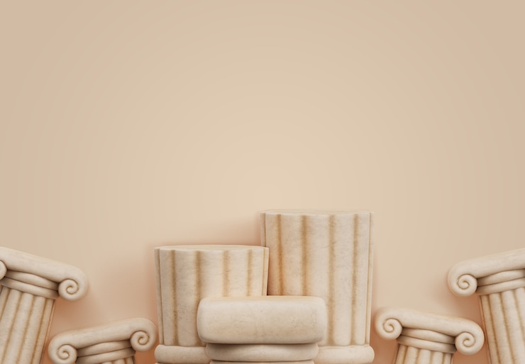 PSD Gratis render 3d dari latar belakang podium yunani kuno