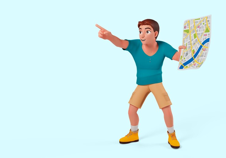 PSD Gratis render 3d dari turis perjalanan