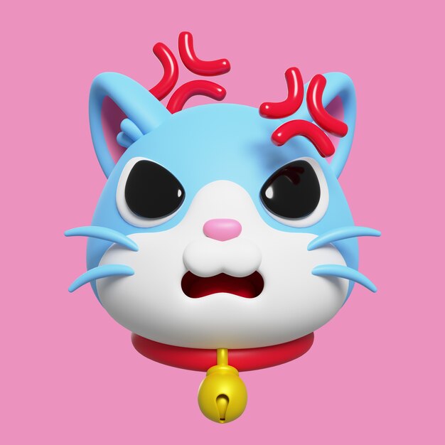 Render 3D de emoji de gato