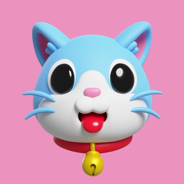 Render 3D de emoji de gato
