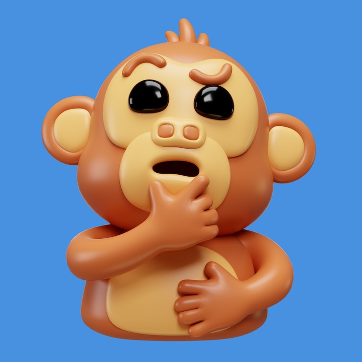 PSD Gratis render 3d emoji monyet