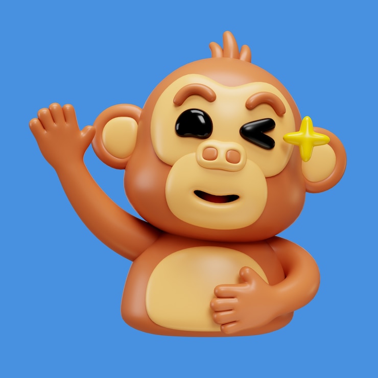 PSD Gratis render 3d emoji monyet