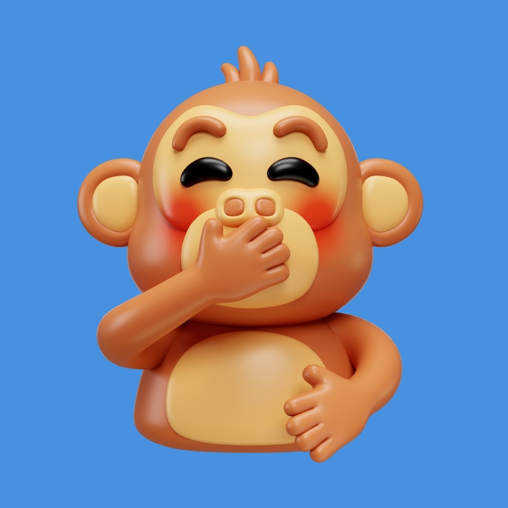 PSD Gratis render 3d emoji monyet