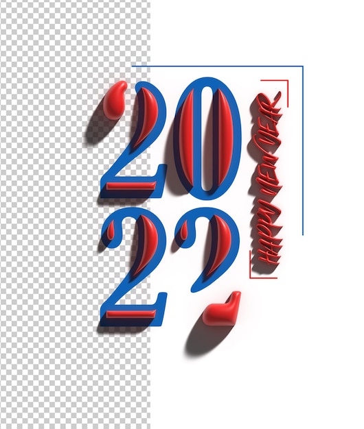 PSD gratuito render 3d feliz año nuevo 2022 archivo psd transparente