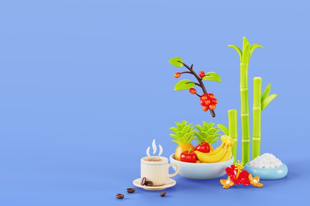 Render 3D de fondo de bodegones de colombia