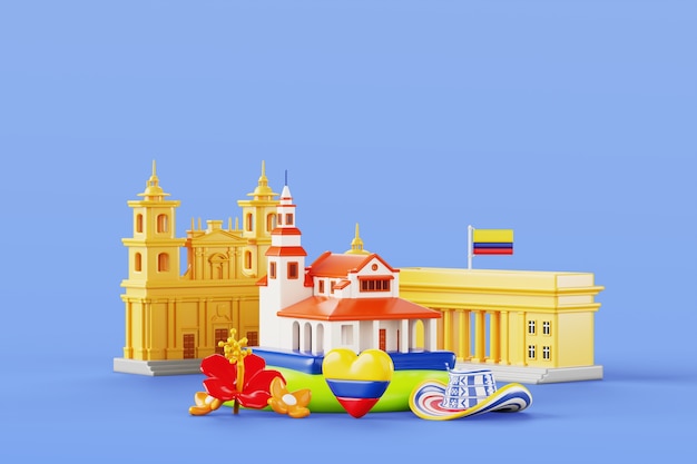 Render 3D de fondo de bodegones de colombia