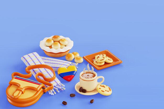Render 3D de fondo de bodegones de colombia