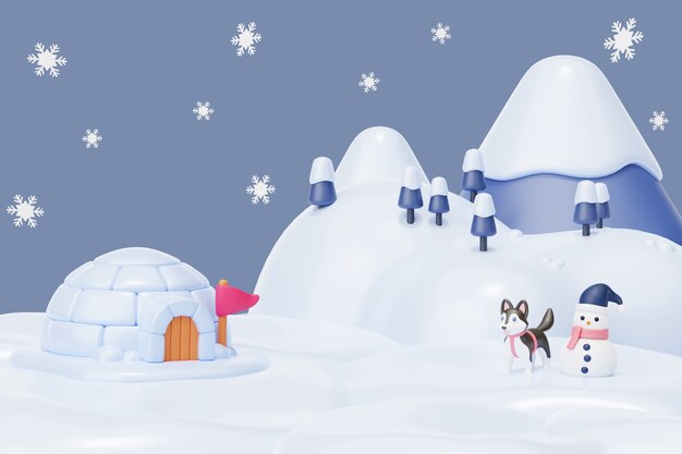 Render 3D de fondo de invierno