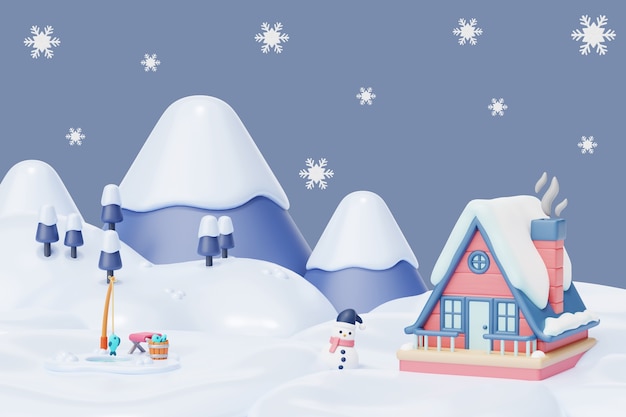 Render 3D de fondo de invierno