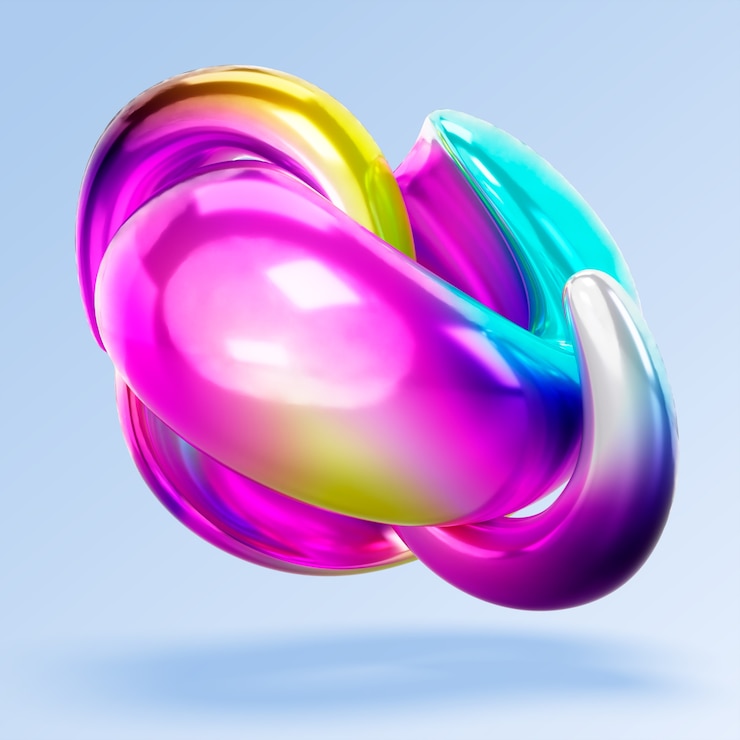 PSD Gratis render 3d ikon bentuk fluida holo