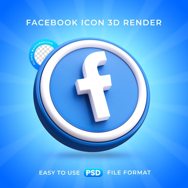 PSD Gratis render 3d ikon media sosial logo facebook