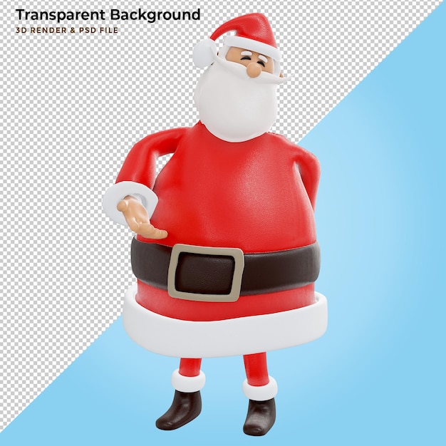 PSD gratuito render 3d, ilustración digital, personaje de dibujos animados de santa claus, agitando las manos