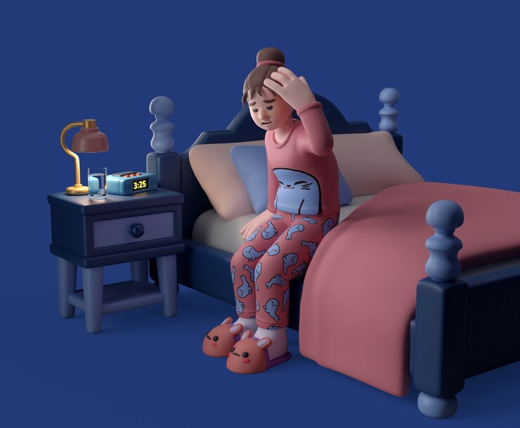 PSD Gratis render 3d karakter di malam hari