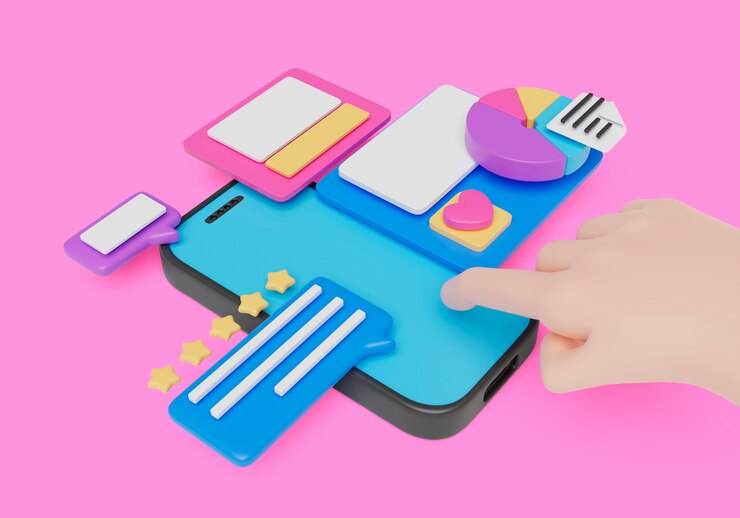 PSD Gratis render 3d latar belakang antarmuka smartphone